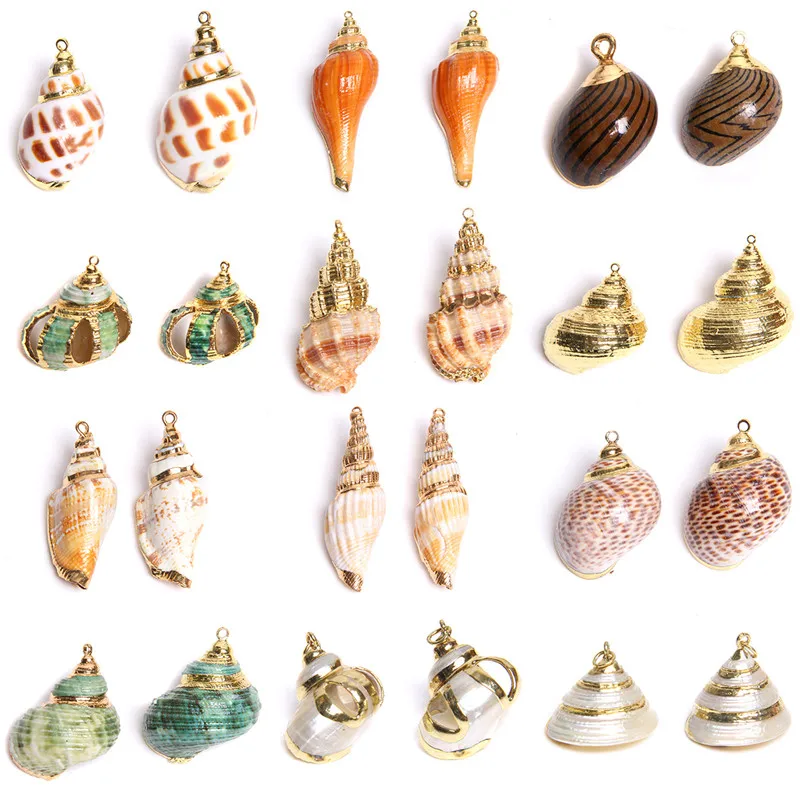 10Pcs/Lot Natural Conch Cowrie Pendant Ocean Handmade For Charm Bracelet Necklace Earrings Boho Sea Beach Accessories DIY Craft