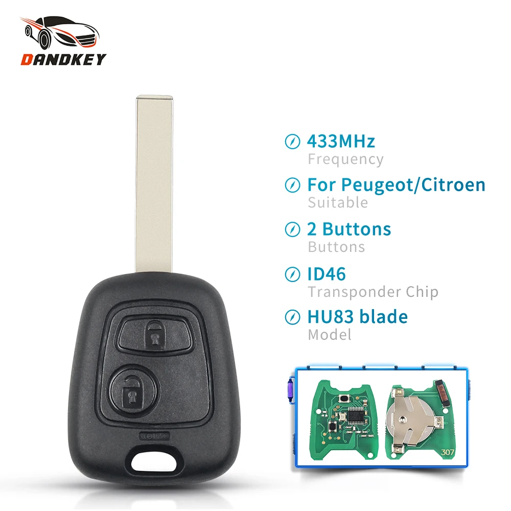 Dandkey для Peugeot 307 207 407 Partner Citroen C1 C2 C3 433 МГц Автомобильный пульт дистанционного