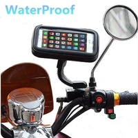 universal waterproof bag motorcycle phone holder support moto bicycle rear view mirror stand mount holder fit iphone 8 x