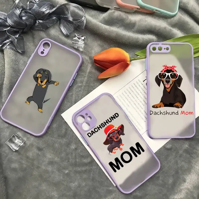 

Cute Dog I Love Dachshunds Letter Phone Case matte transparent For iphone 7 8 11 12 13 plus mini x xs xr pro max cover