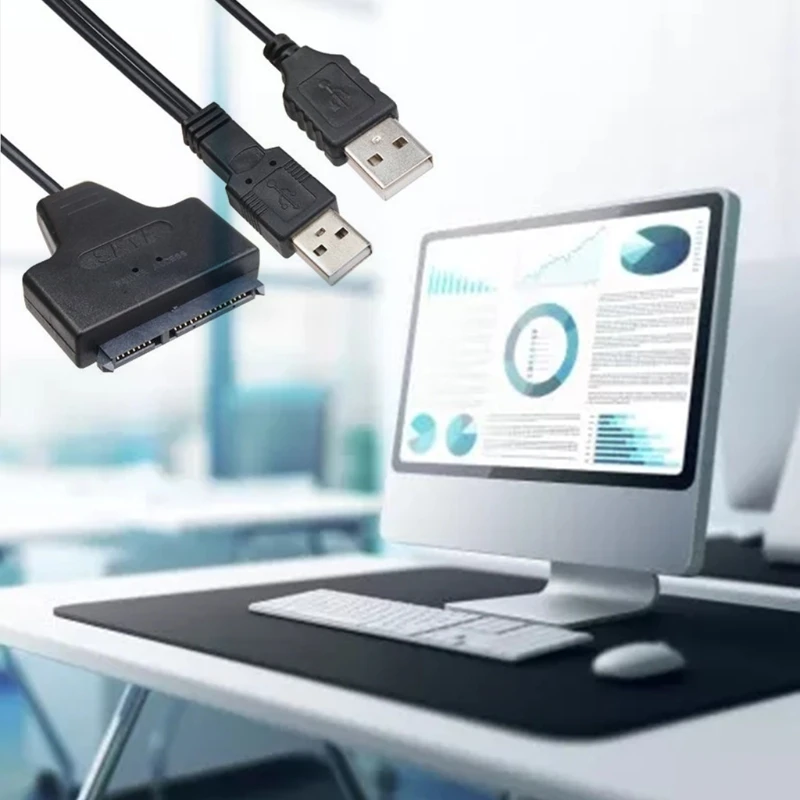 Кабель-переходник с двумя USB 2 0 на SATA 5 ГБ для жесткого диска SSD дюйма внешним