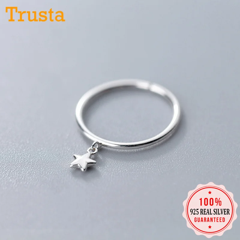 Trusta 925 пробы серебряные Модные женские кольца со звездами Размер 7 8 прекрасный подарок для девочек Дети Леди DA14