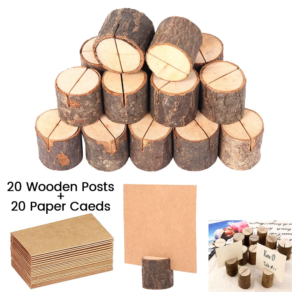 20 шт./лот деревянный ворс карточка с именем и местом держатели для фотографий