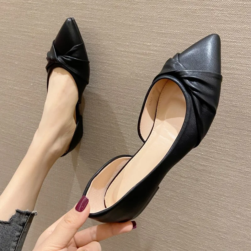 

2021 Fashion Flats Shoes for Women Spring Autumn Pointed Toe Slip-on Casual Woman Flats Office Ladies Work Single Shoes Black