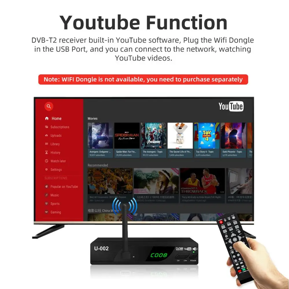 

TV Tuner HD1080P DVB T2 Vga TV Dvb-t2 For Monitor Adapter USB2.0 Tuner Receiver Satellite Decoder Dvbt2 Russian Manual