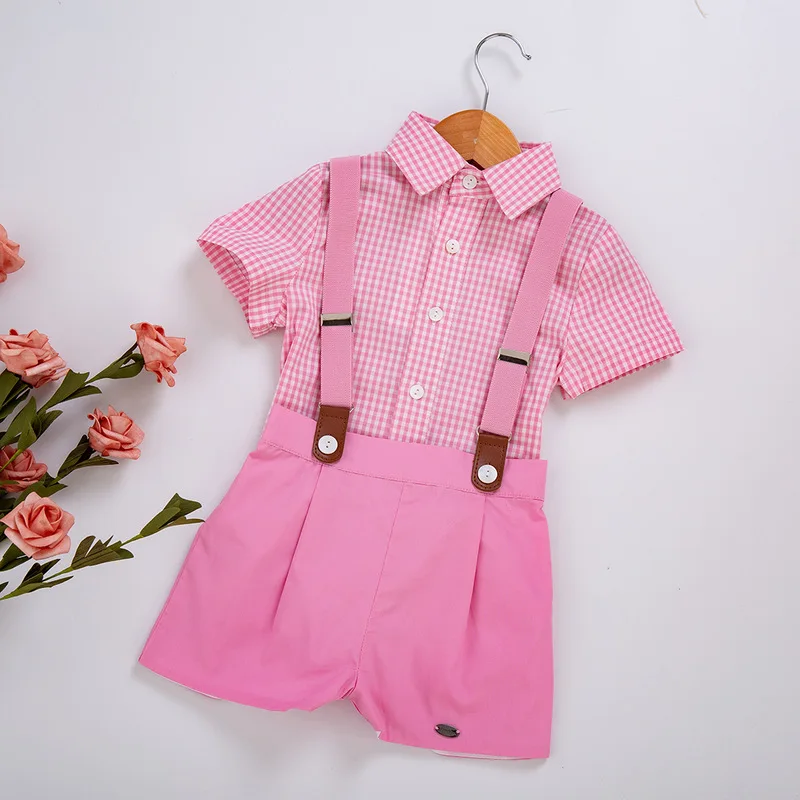 Cutestyles комплекты одежды для мальчиков 2 шт. розовая клетчатая рубашка + брюки на