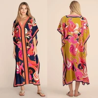 bohemian print bikini cover ups summer beach dress beach tunic women beachwear kaftan swimsuit cover up long robe sarong