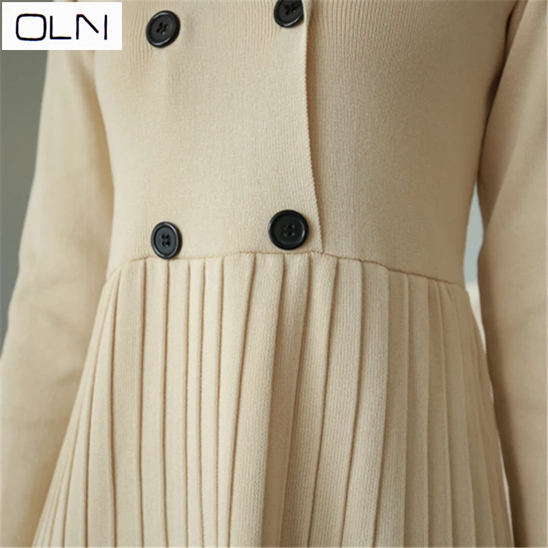 платье Осеннее корейского новое прибытие vestidos оптом OLN POLO воротник суда ретро