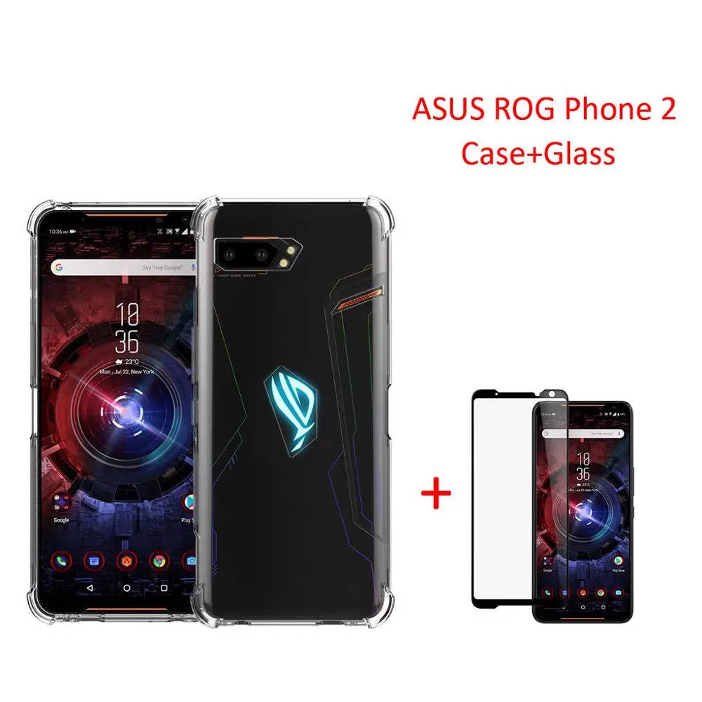 Противоударный противоударный мягкий чехол из ТПУ для Asus ROG Phone 2 II с закаленной