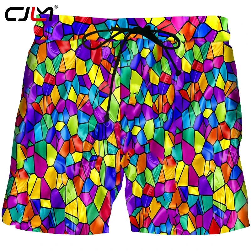 CJLM мужские пляжные шорты модные быстро Qry забавные 3D с цветными рисунками в