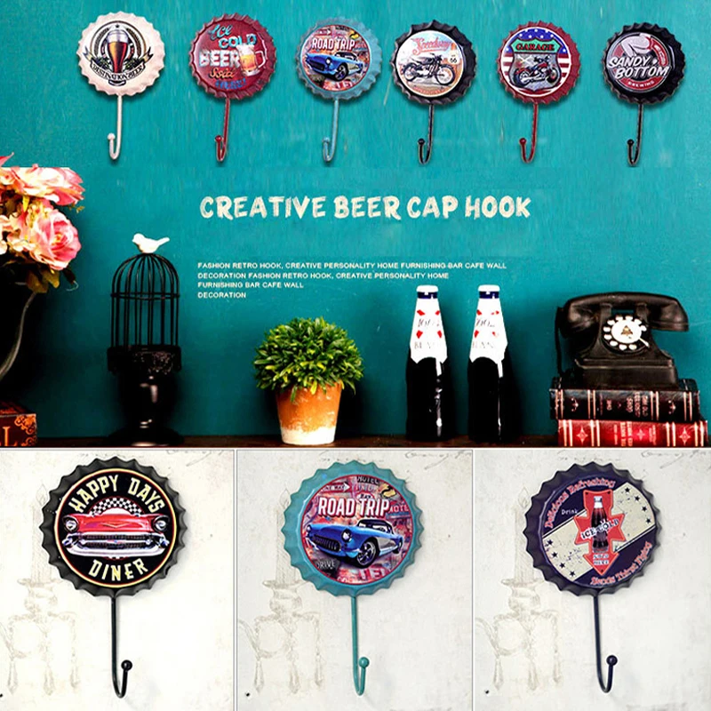 1 шт. новинка пивная бутылка колпачок знак крючок пивной двигатель настенная