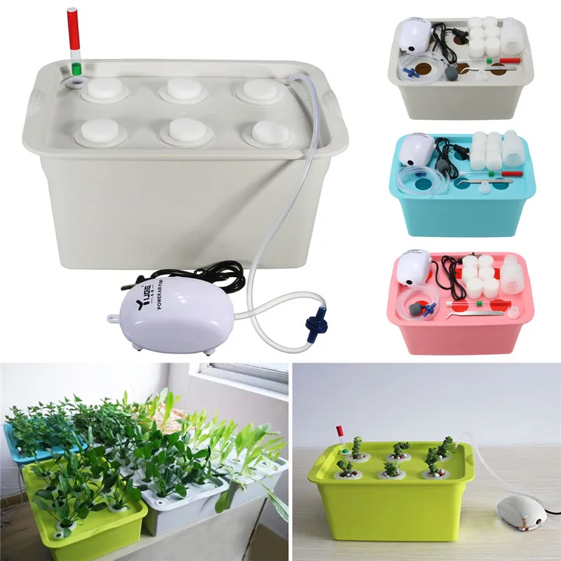 

1 sets 220V Plant Site Hydroponic Systems Kit 6 Holes Nursery Pots Soilless Cultivation Box Plant Seedling Grow Box Kit