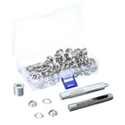 100 шт., металлические фотообои + инструменты для установки + пластиковый ящик для хранения для люверсов брезентовый брезент комплект для ремонта тента палатки