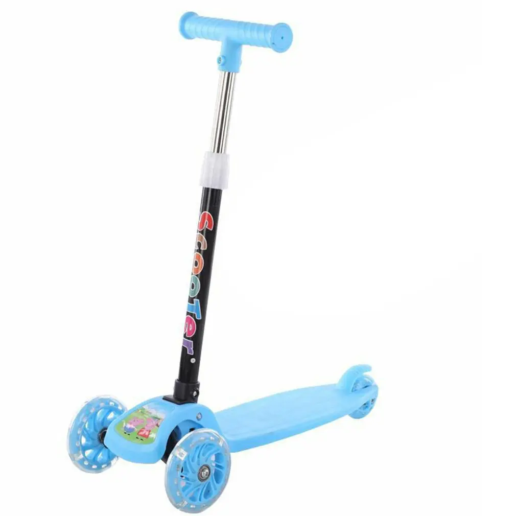 

Children's Scooters Luminous Wheel Two Modes Outdoors Scooter For Kids Long Folded Four Rounds