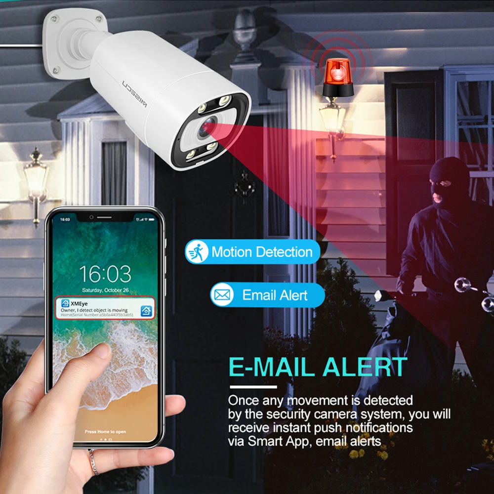 IP-камера MISECU 5 Мп 4K Уличная С дуплексным аудио и датчиком присутствия |