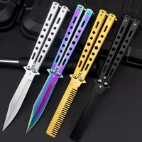 homir automatic spin comb butterfly color anti static titanium hairdressing tools butterfly knife safety long lasting comb knife