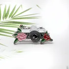 Эмалированная брошь в виде камеры с изображением растений и цветов, эмалированные заколки для фотосъемки, значок на лацкан для влюбленных из сплава, ювелирные изделия brosch