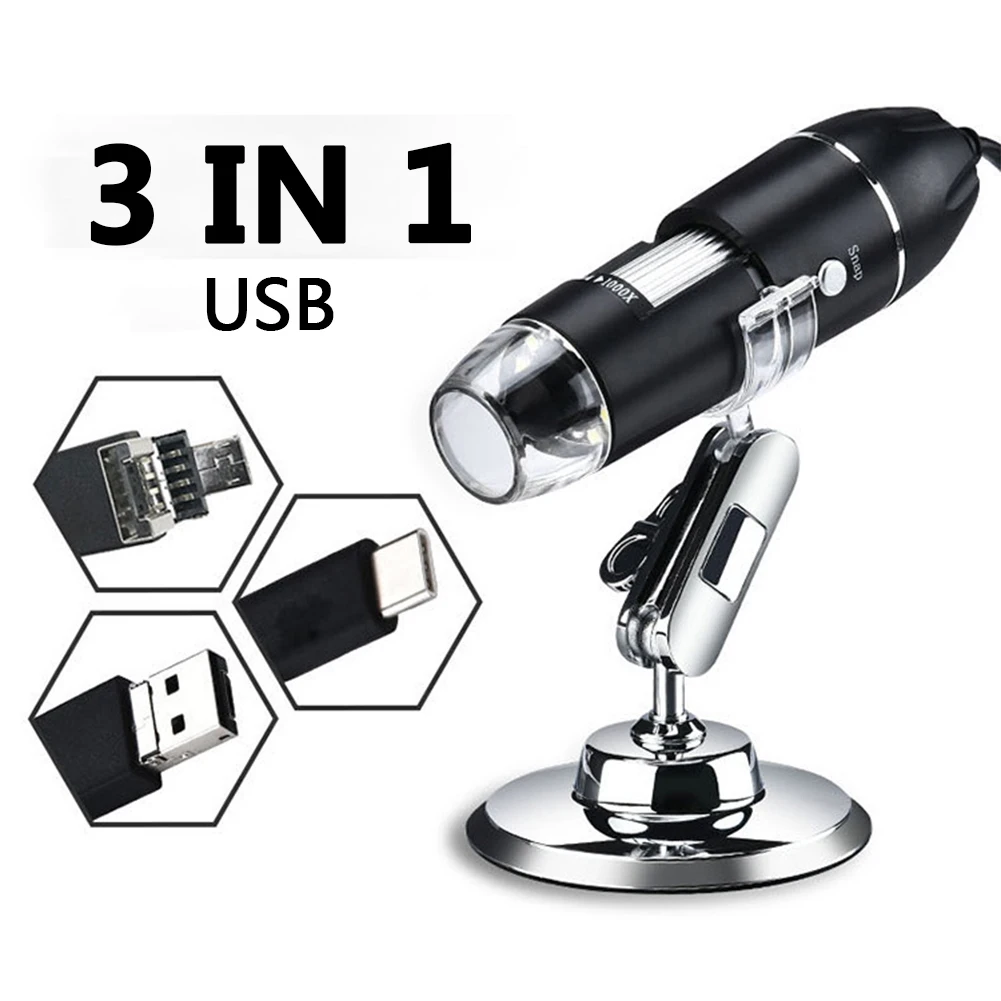 

1600X Wifi Microscope Handheld Portable Digital Microscope USB Interface Electron Microscopes 8 LEDs Bracket for Android IOS PC