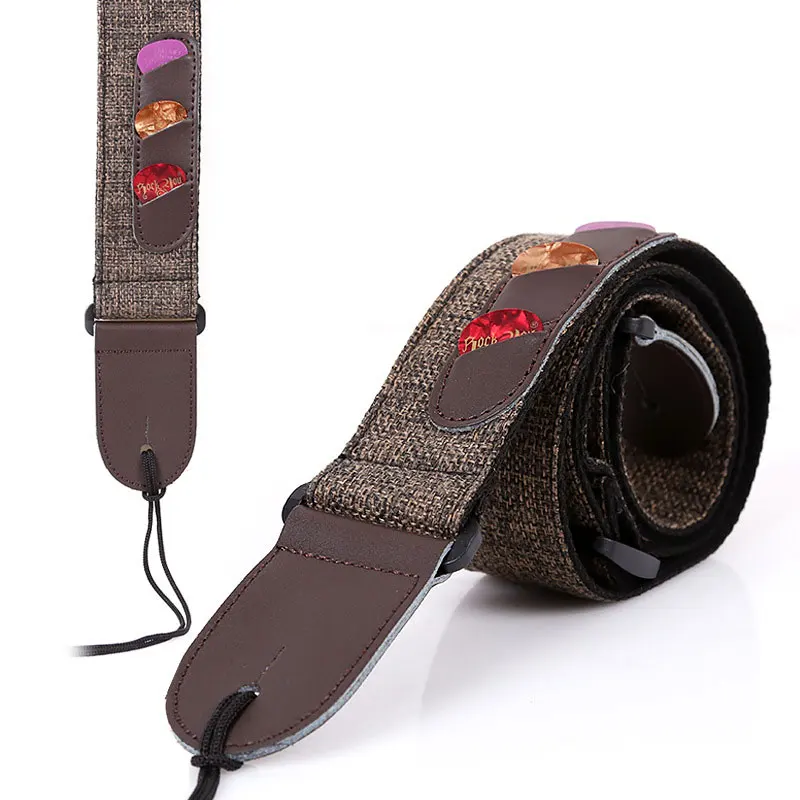 

Thickening Durable Guitar Strap Leather Ends with 3 Guitar Picks Holders,Picks for Acoustic Electric Bass Ukulele Belt
