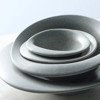 nordic grey color stone hat shape sushi plate rice bowl for restaurant pebbles feeling smooth sauce dish