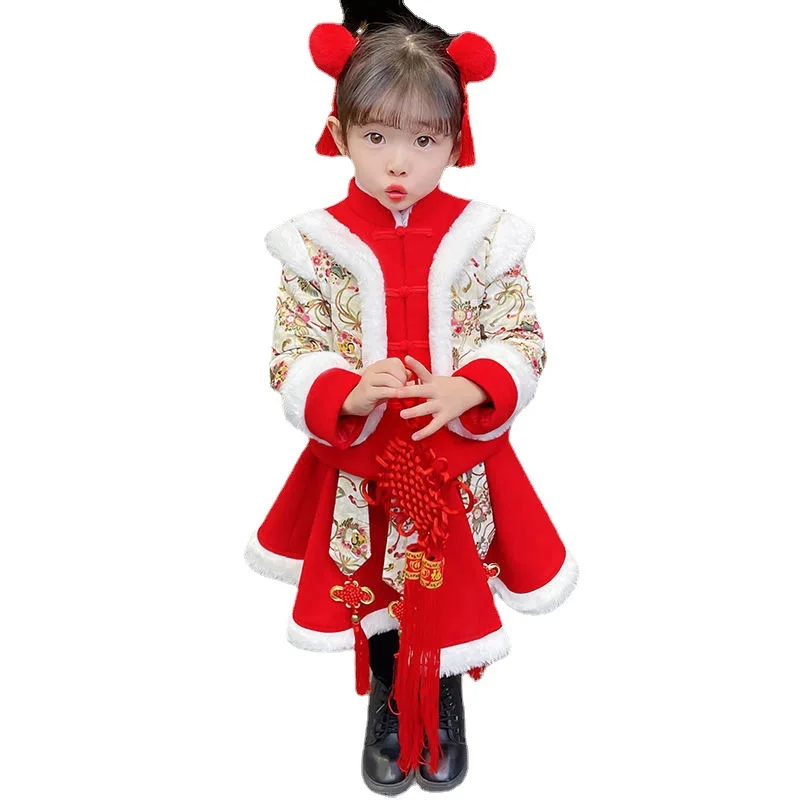 Новый плотный костюм Тан для девочек на осень и зиму платье принцессы в китайском