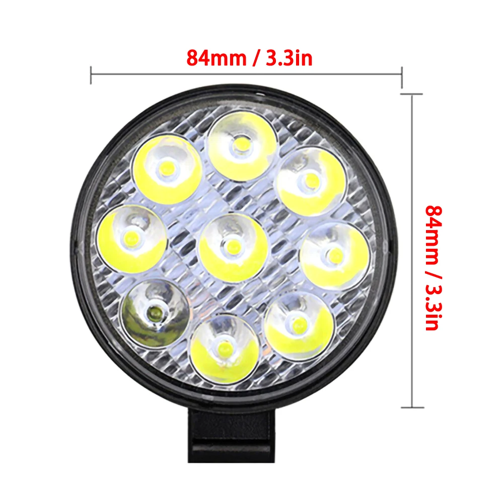

10X Round 27W 9-LED Work Light 12V 24V Off-Road Flood Spot Lamp Car ATV UTV SUV