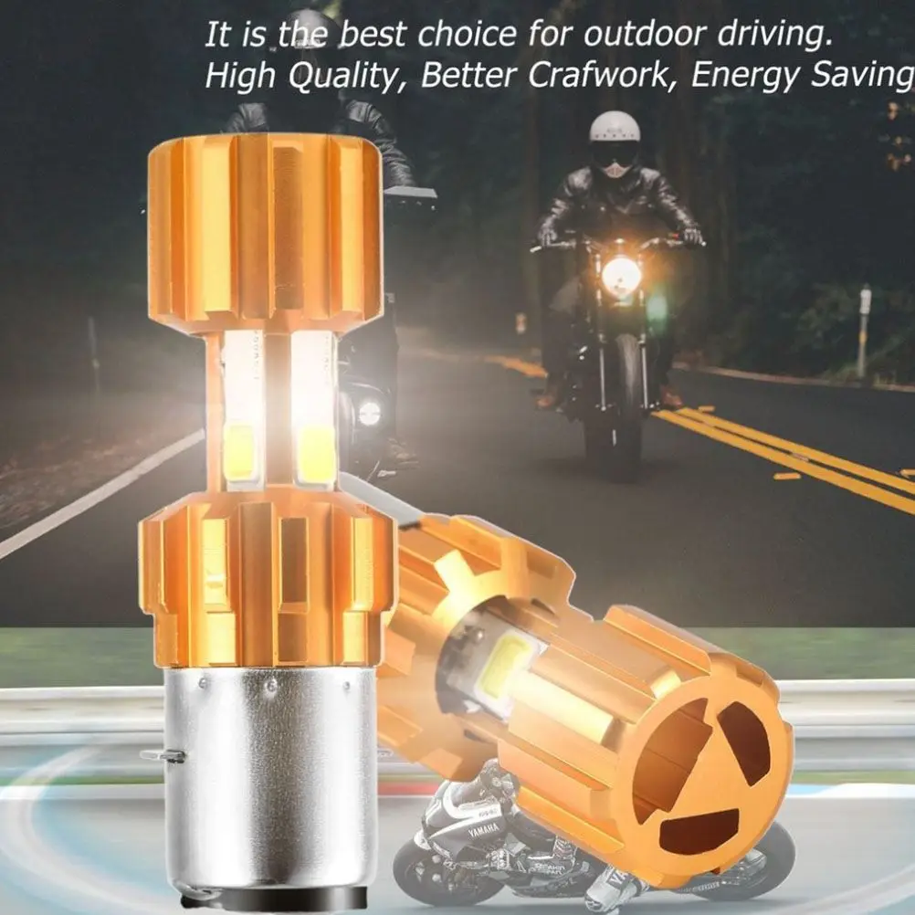LED Motorcycle Headlights Double Claw H4 Glows on Three Sides Repair and Replace (Golden) |