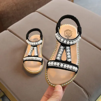 

2021 Summer New Girls Pearl Sandals Kids Open-toed Princess Shoes Children's Non-slip sandalias Toddler Infant Baby first walk