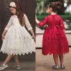 Кружевное платье с цветочной вышивкой для девочек; Элегантные Детские платья принцессы; Бальное платье для свадьбы, дня рождения; Vestidos; Детская одежда; Wea