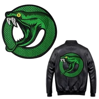 round shape domineering serpents patch stickers green snake iron on patches diy embroidered patches for clothing