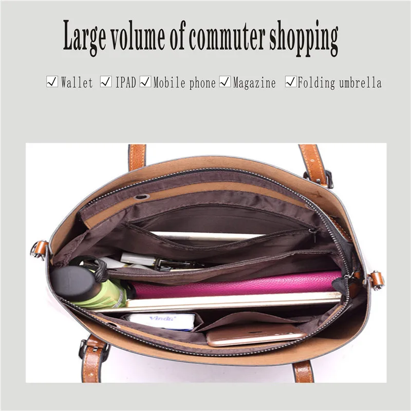

The factory directly sells the 2020 new one-shoulder European and American fashionable women's tote bag with oil and wax leather