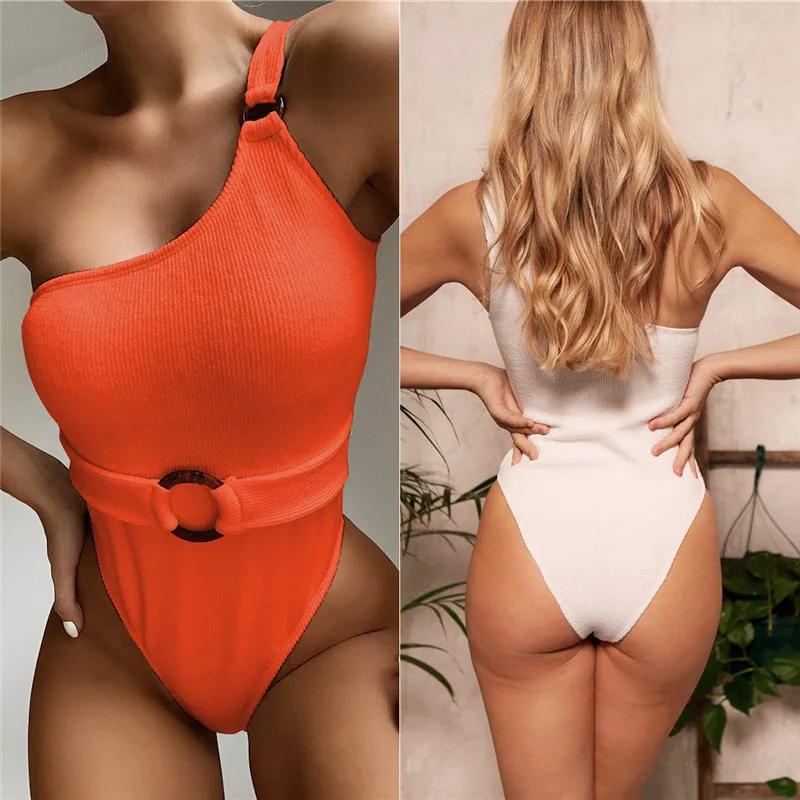 Купальник женский купальник сексуальный белый с вырезом боди оранжевый для