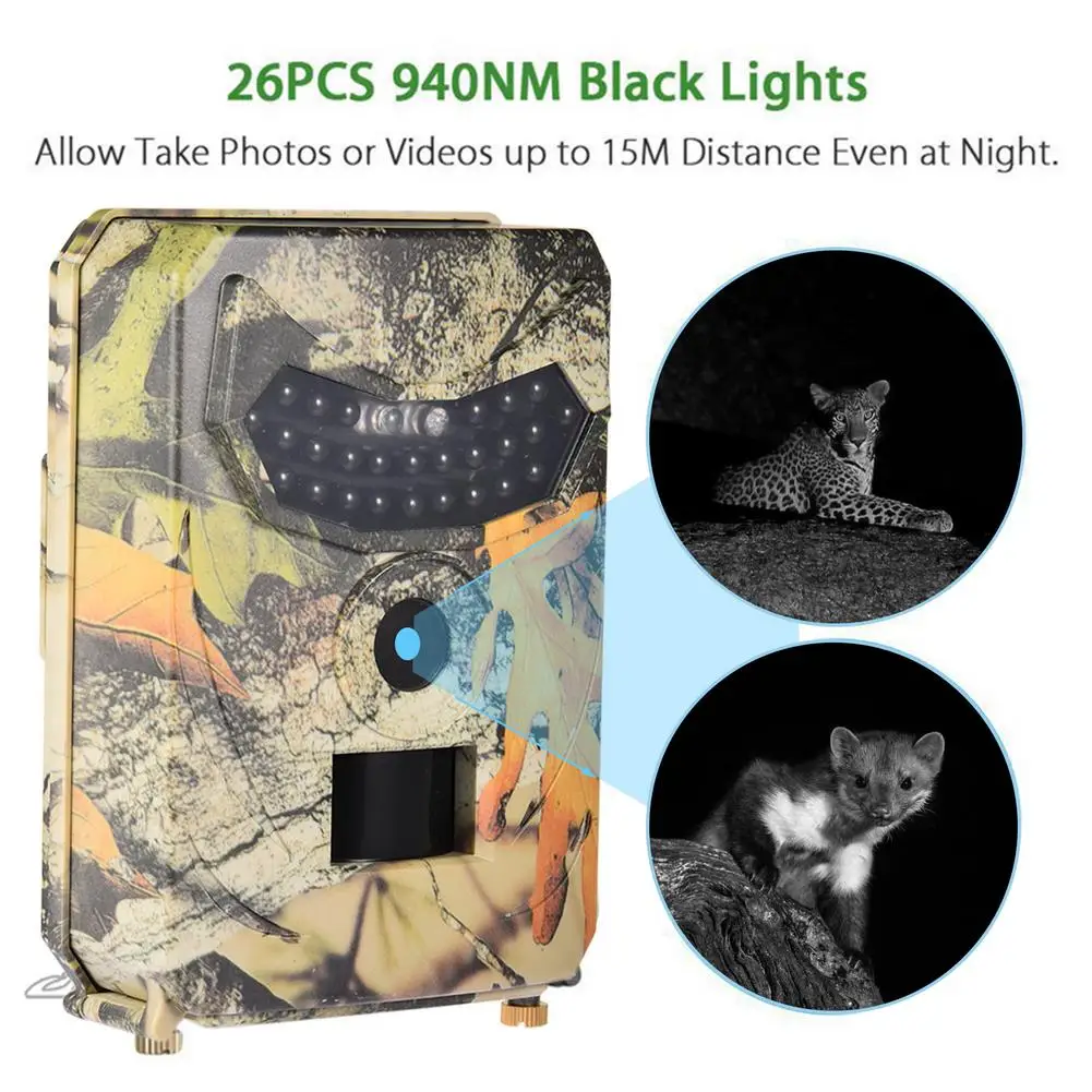 

Охотничья камера с ночным видением, водонепроницаемая камера HD для записи движения диких животных