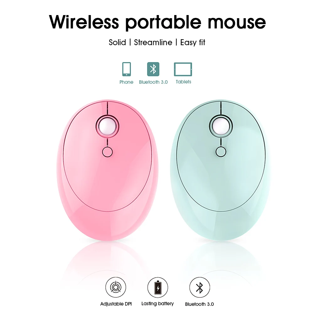 

Bluetooth Wireless Mouse, 3 Adjustable DPI Levels, Lightweight Wireless Mouse for PC, Laptops, Tablets, Smartphones