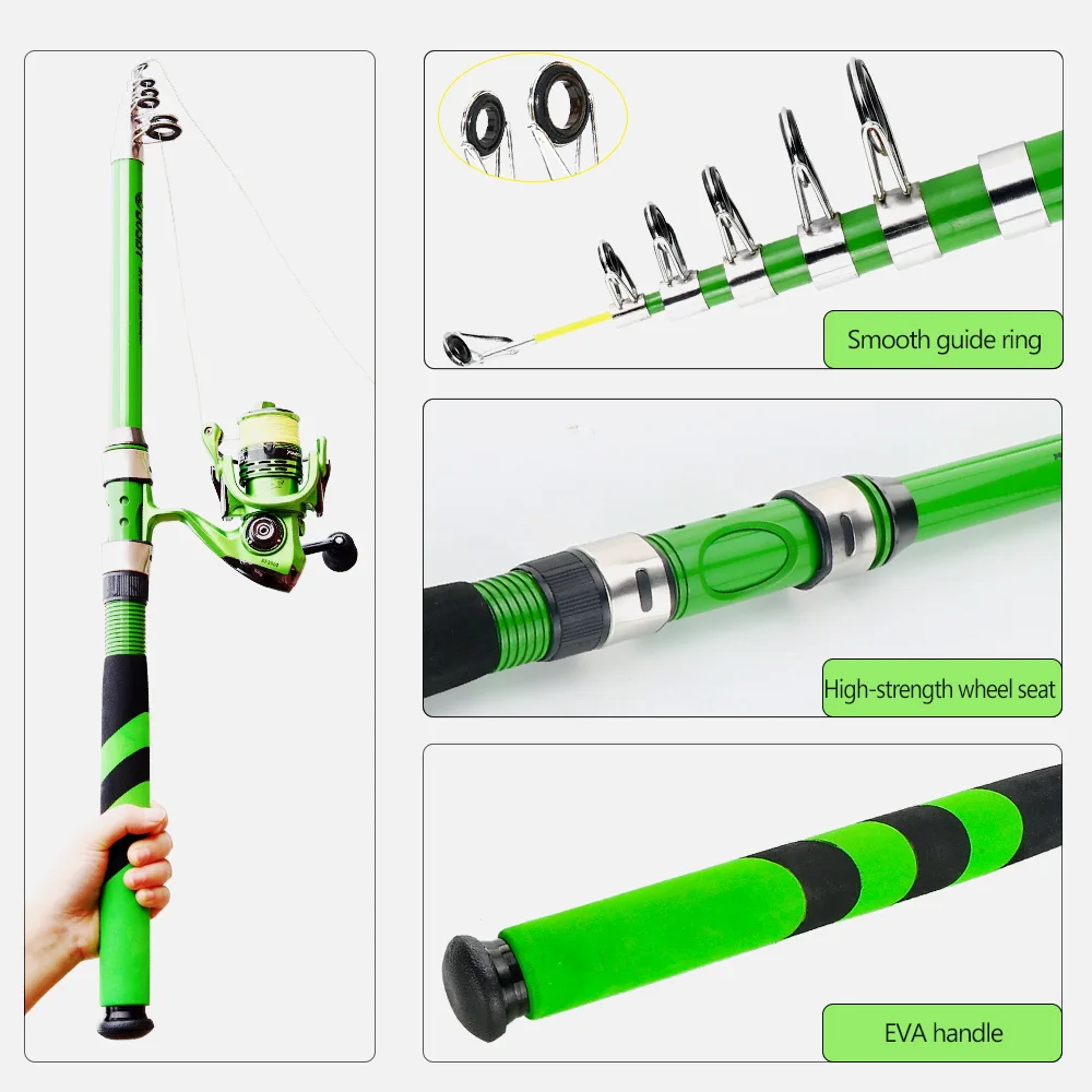JOSBY Super Hard Carbon/FRP Telescopic Fishing Rod Carp Saltwater Sea Rod 2.1M-3.6M Casting Spinning Pole Accessories