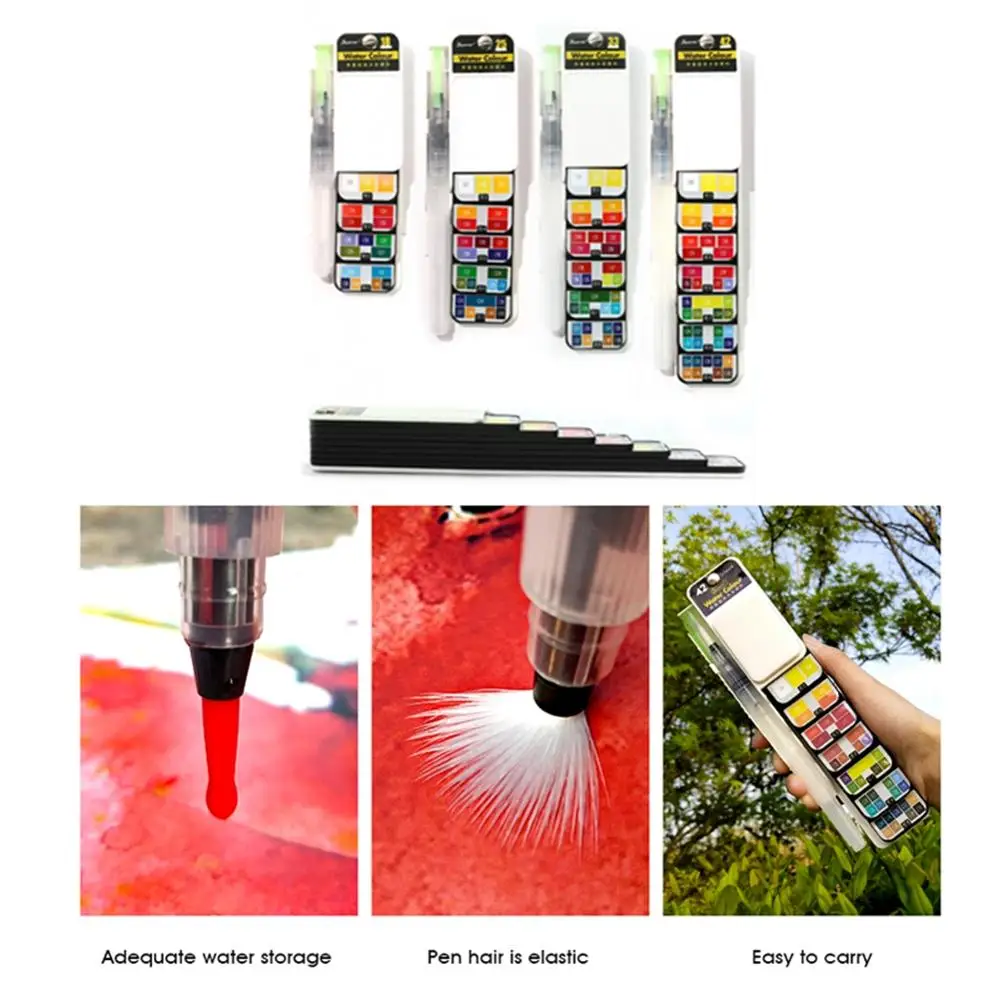 

2021 New Style Hot Sale Superior 18/25/33/42 Color Solid Watercolor Paint Fan-shaped Portable Paint- fr a variety of scenarios