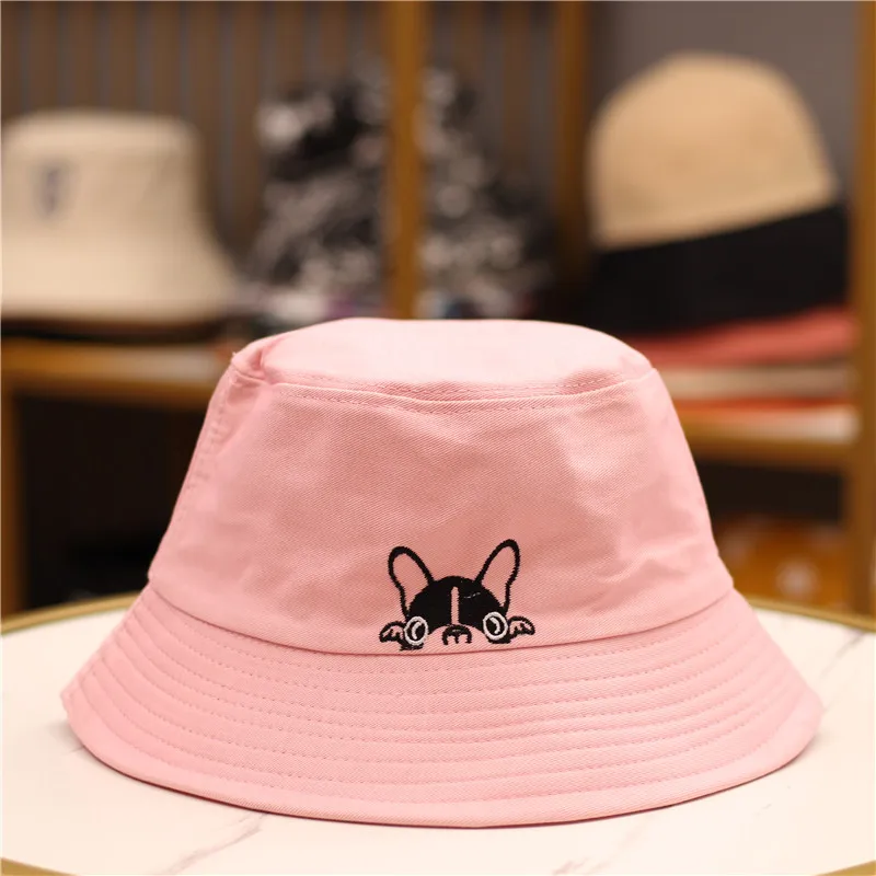 

Women Bucket Hat Embroidery Shapi Dog Pattern Caps Sun Protection Adult Summer Panama Cap Beach Wide Brim Fishing Hat Cute Gift