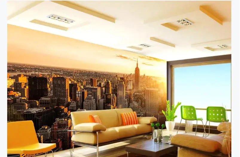 Пользовательские модные 3D обои для фона с изображением города настенные фрески