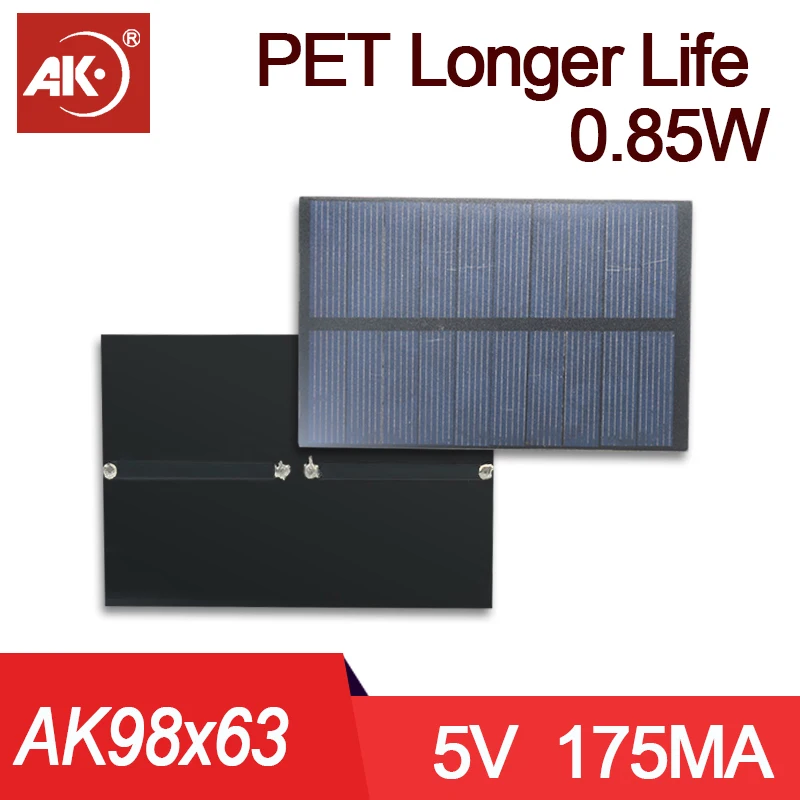 1PCS 98*63mm 5V 175ma 0.85W Solar Panel Kit Complete Power Generator Cell System 2V 2.5V 4V 12V 6V 7v for Camping