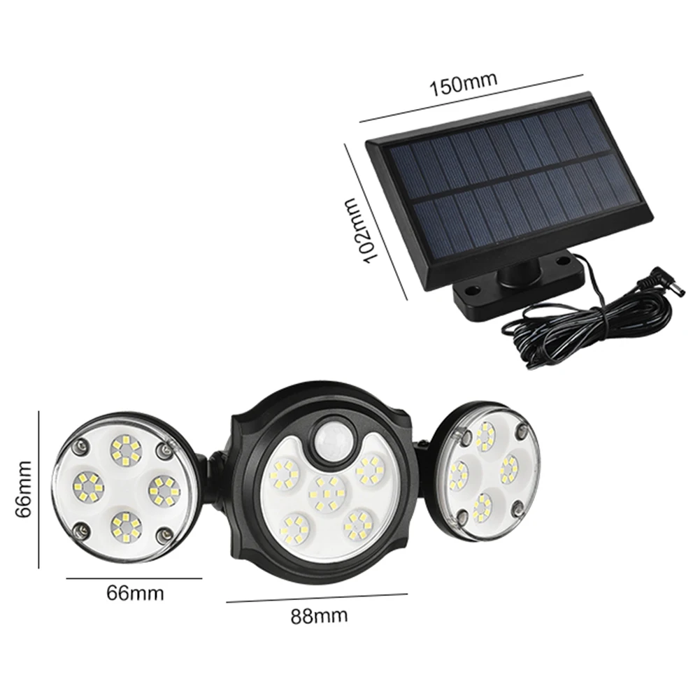 

Solar LED Light Outdoor Motion Sensor Solar Powered Garden Lamp 3 Heads Rotatable Waterproof Wall Lamp For Garden Street Porch