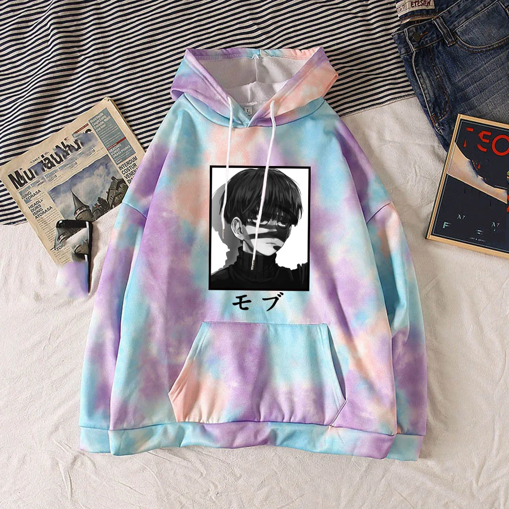 

Cool Mob Psycho 100 Hoodies 2021 Novelty Tie-dye Sweatshirt Winter Pullover Unisex Harajuku Streetwear Long Sleeve