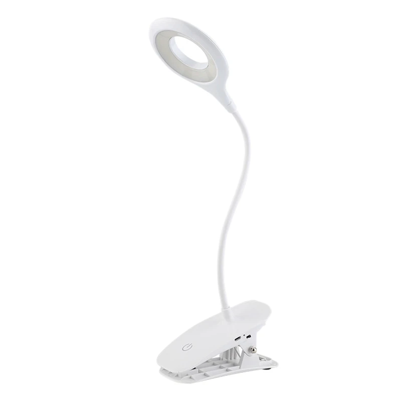 

LED Clip-on Reading Lamp Computer Desk Lamp Contact Screen Switch Dimmable Built-in Battery USB Charging