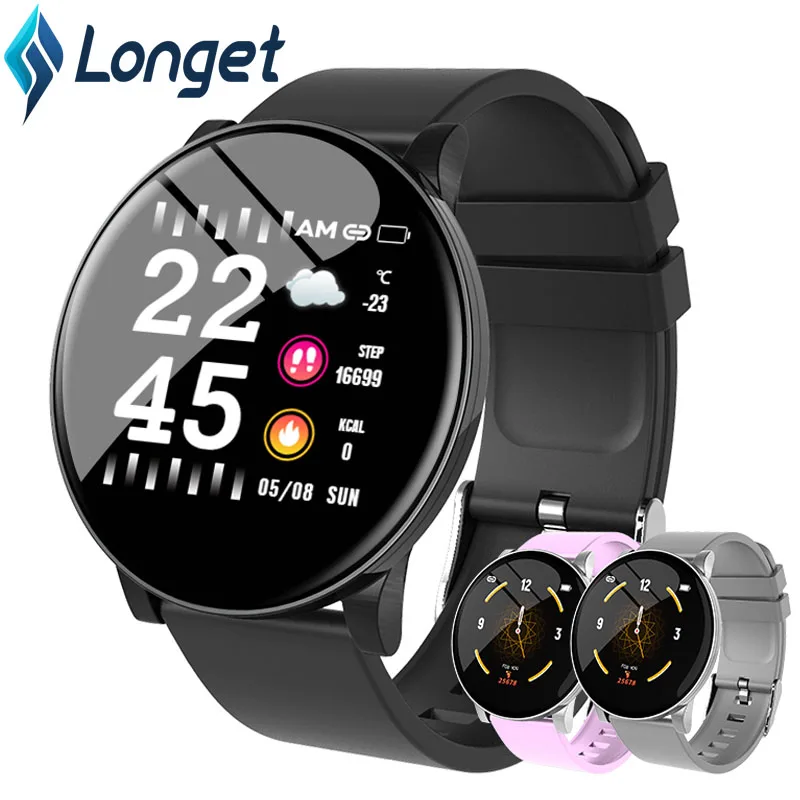 Longet W8 умный Браслет, погода, погода, IP67 Водонепроницаемый трекер активности, фитнес-браслет, монитор артериального давления, браслет, черный