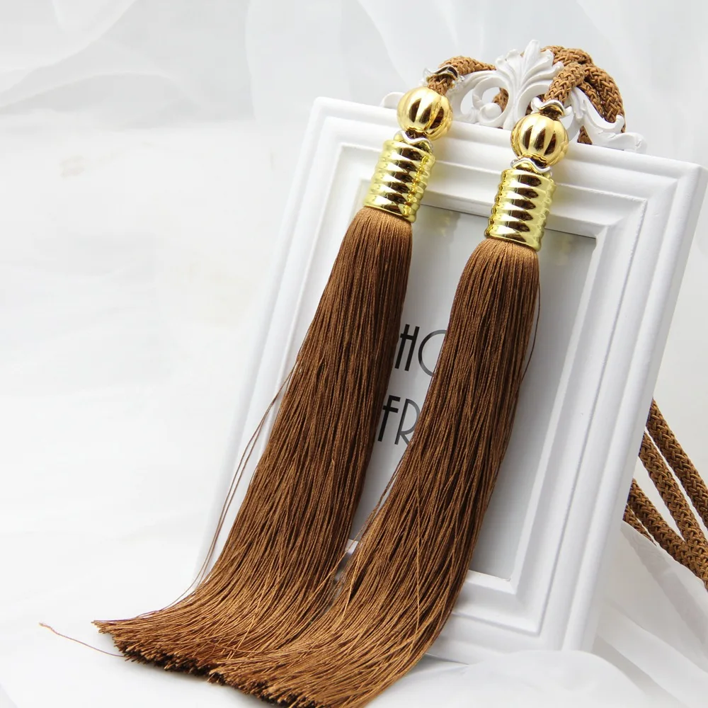 

2Pcs 4Balls Gray Curtains Hanging Balls Hand-Woven Curtains Tassels Curtain Tiebacks Bandages Brushes Curtain Accessories