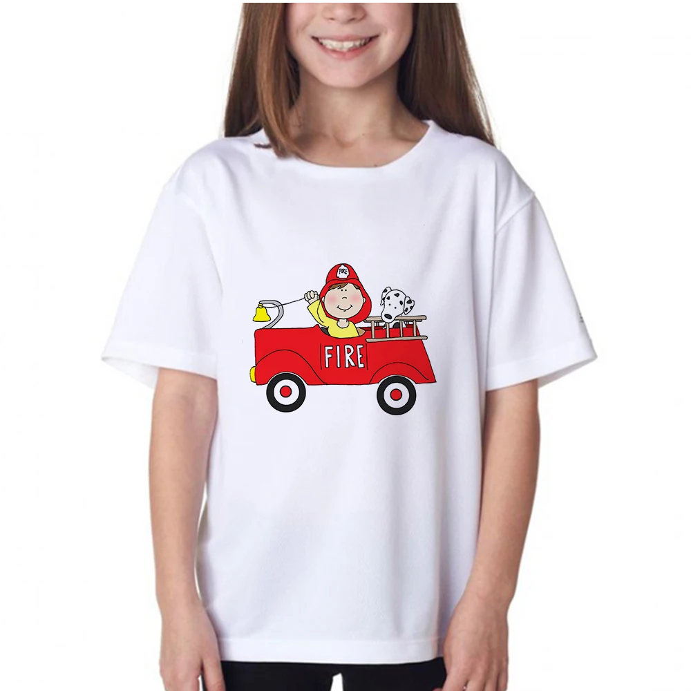

Cute Firemen Boys T-shirt Animation Cartoon Clothes Children Shirt Summer Holiday Casual Tops Unisex Kids Camiseta Streetwear