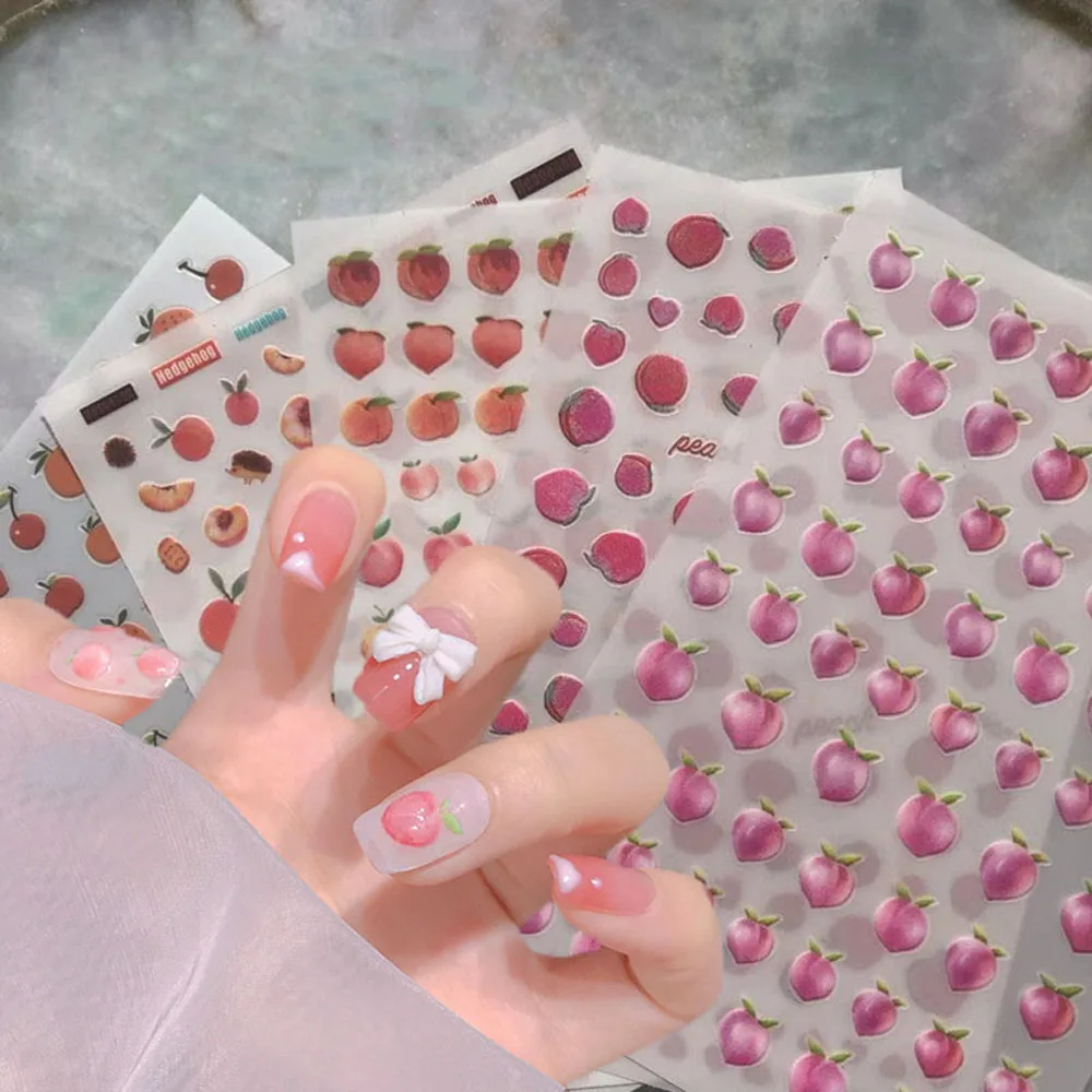 Сетчатые красные наклейки для ногтей персиковые Симпатичные клейкие