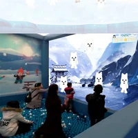 Interactive Wall Floor Games with 7 Effects Snowing Winter Theme Indoor Playing Catsle for Children and Adults Air Ball Smash