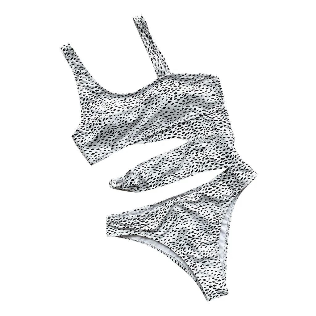 

2021 New Sexy Swimwear Hot Sale Women Bikinis One-piece Leopard Print Hollow Swimsuit Push Up Bikini