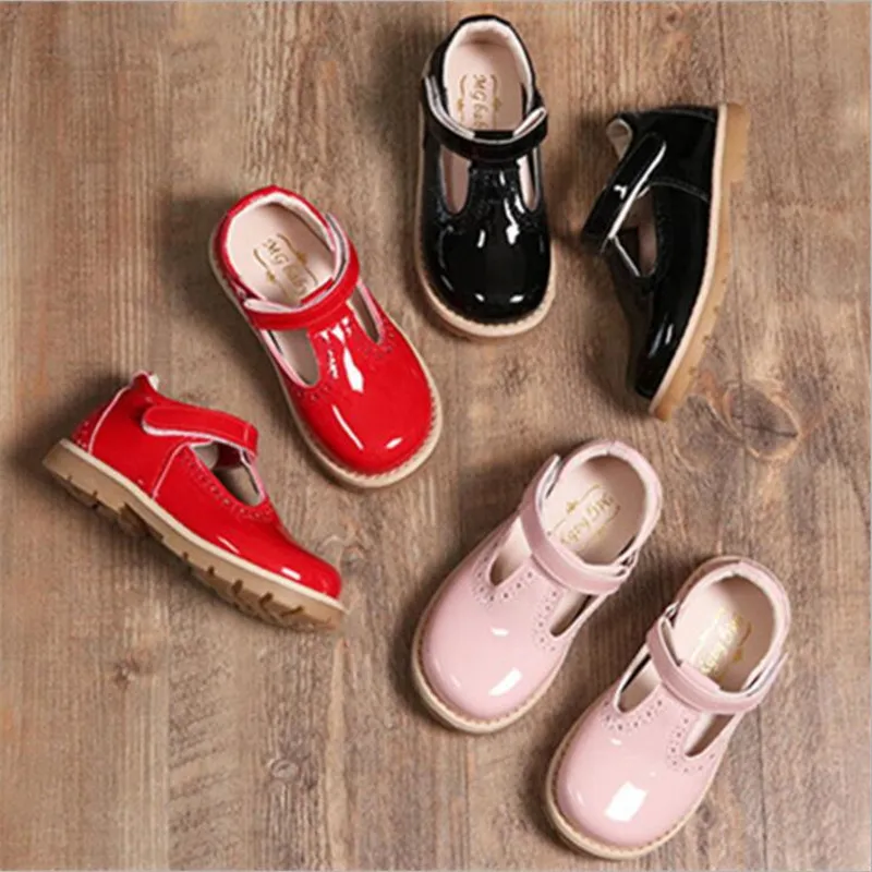 Детские кожаные туфли для девочек обувь принцессы из искусственной кожи