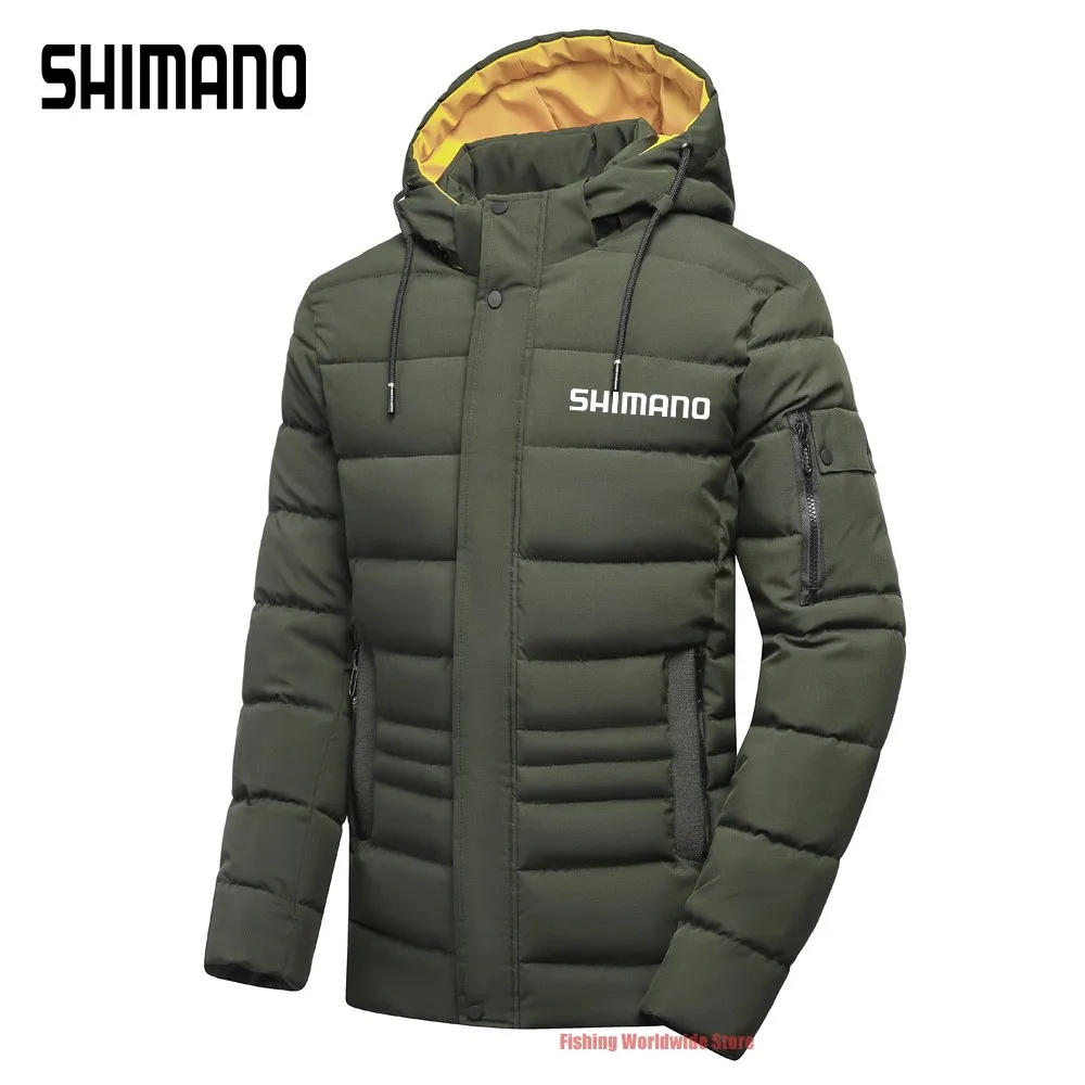 

Men Sport Hooded Parka Printed Winter Men Outdoor Cotton Shimanos Fishing Clothing Coat Thick Warm Men Zipper Fishing Jacket